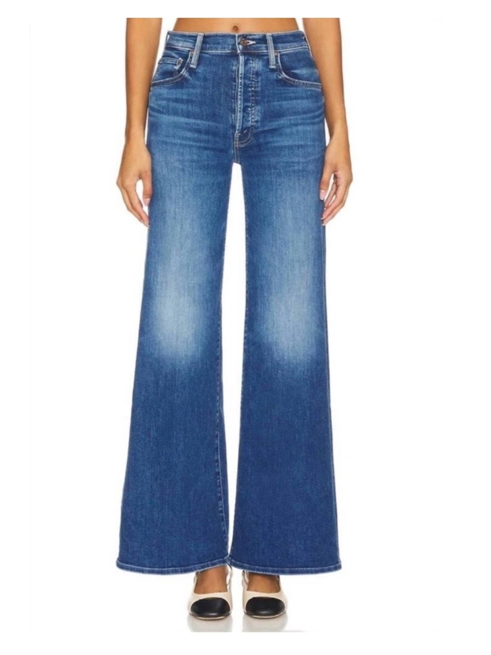 Anthropologie Mother Size 32 Wide Leg Jeans The Tomcat Roller Sneak Sixth Sense